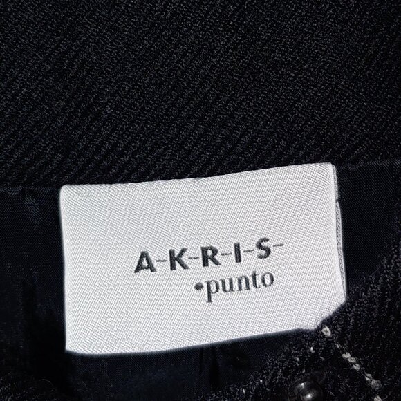 AKRIS PUNTO Wool Blazer Stand Collar Jacket Size 8 Black - Picture 2 of 10